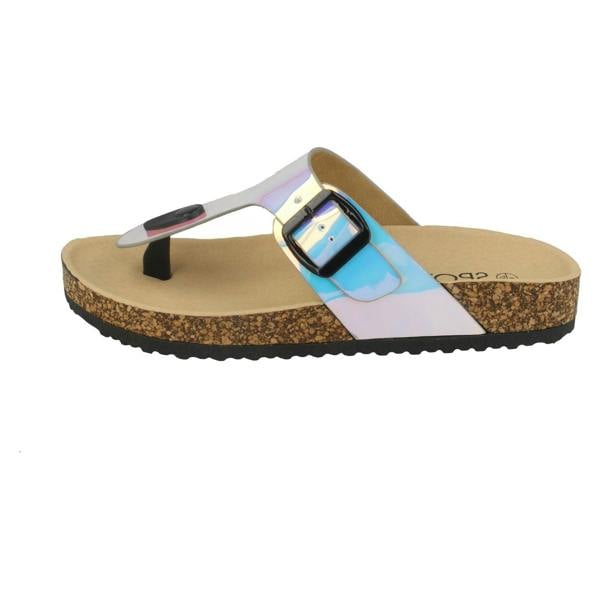 Spot On Ladies Spot On Flat Hologram Sandals