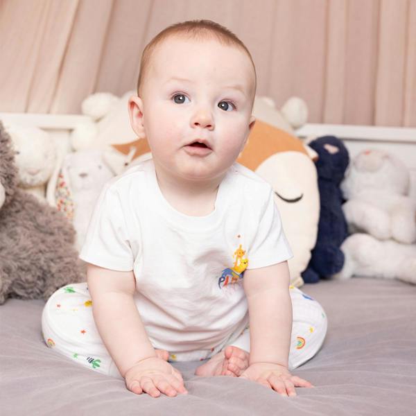 Mini Cuddles Baby Boys 3pk Printed & Solid Joggers, Multicolour