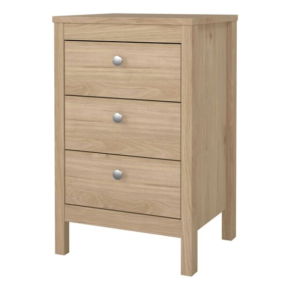 Wyld Haus Gossmere Hickory Oak Effect Bedside Table 3 Drawers