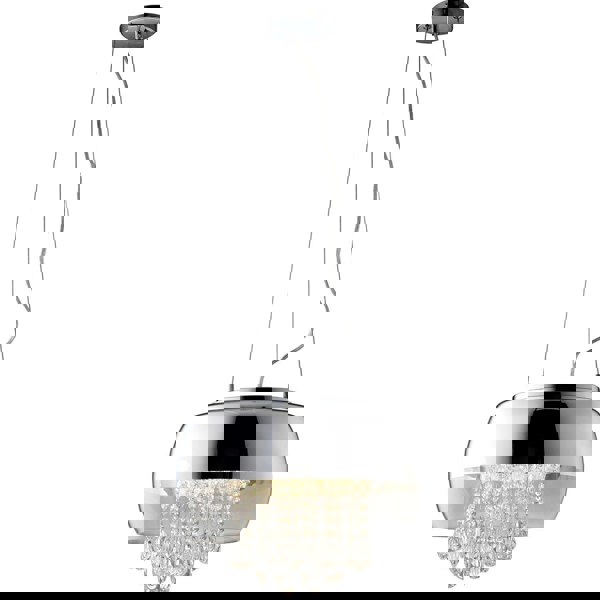 Milagro Luna Pendant 40CM 3XE14 Designer Light Crafted From A Chrome Fitting And Glass Shades With Suspended Crystals