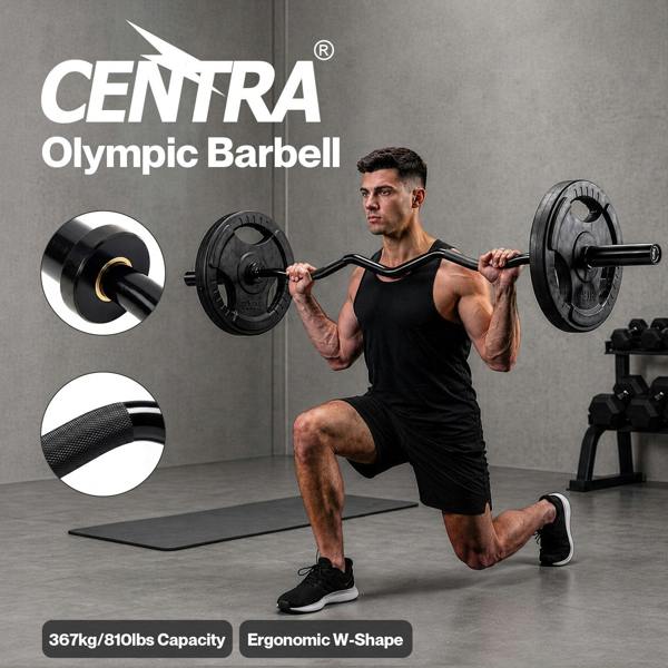 Centra EZ Arm Curl Bar Weight Lifting 4ft Olympic Barbell for 2'' Weight Plates