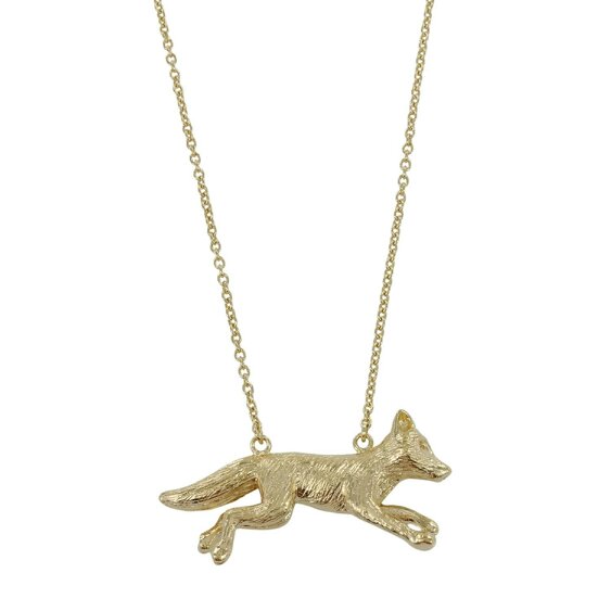 Reeves & Reeves Running Fox Sterling Silver Necklace - Gold Plate - Gold Plate