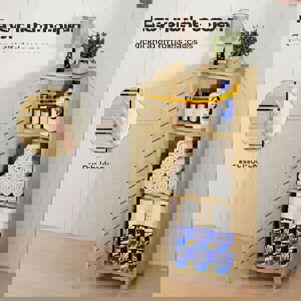 Levede Floor Bathroom Storage Cabinet Handleless Wood Floor Shelf Unit Cupboard