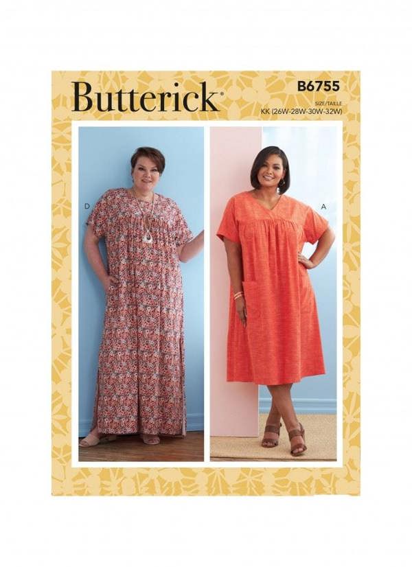 Butterick Sewing Pattern 6755, Dresses for Women, KK (26W-28W-30W-32W) - Easy