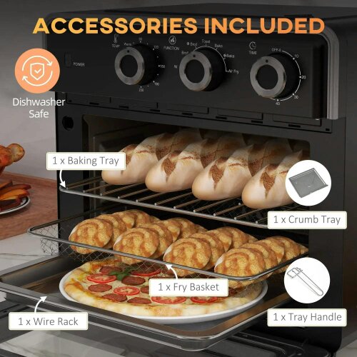 Bobobiy 20L 90-230℃ Mini Convection Oven, with Air Fry Function - Black