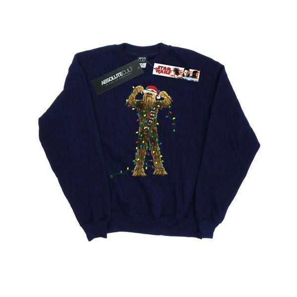 Star Wars Mens Chewbacca Christmas Lights Sweatshirt - Navy Blue