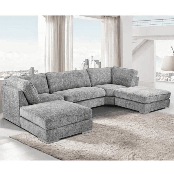 Bishop U-Shaped Grey Fabric Sofa