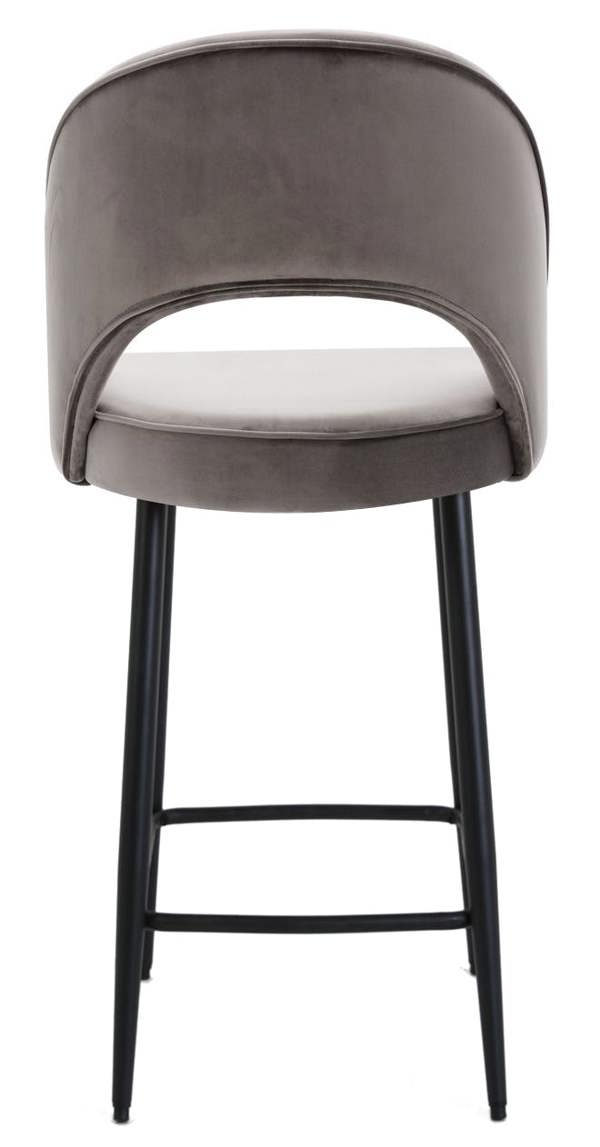 Lamboro Chelsea Velvet Kitchen Stool, Fixed Black Legs, Padded Seat – Charcoal Grey