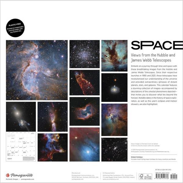 Space, Views From The Hubble and James Webb Telescopes Calendar 2027, Wall Calendars, Month To View, Natural World, Gift