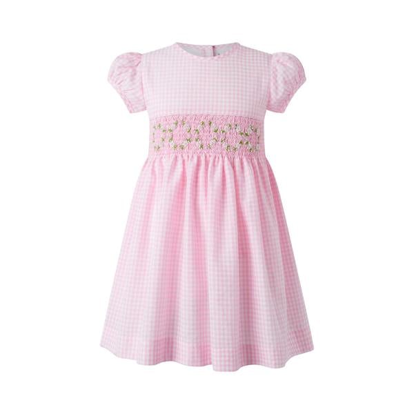 Rachel Riley Pink Gingham Smocked Dress