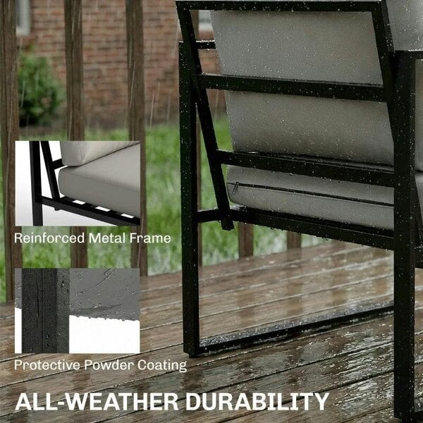 Outdoor Garden Furniture Set, 4 Piece Patio Furniture with Slatted Table, Indoor Outdoor Balcony Patio Conservatory Set