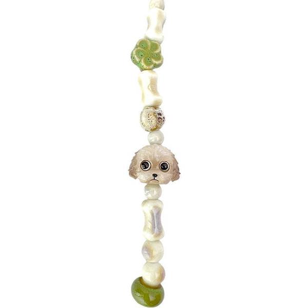 Nimmy Friends Nimmy Big Eye Cute Pet Teddy Mobile Phone Chain Bag Charm Ceramic Bracelet Brown - N-XDY-SL-014