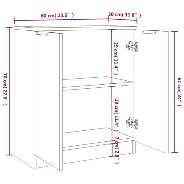 Berkfield Sideboards 2 pcs Sonoma Oak 60x30x70 cm Engineered Wood
