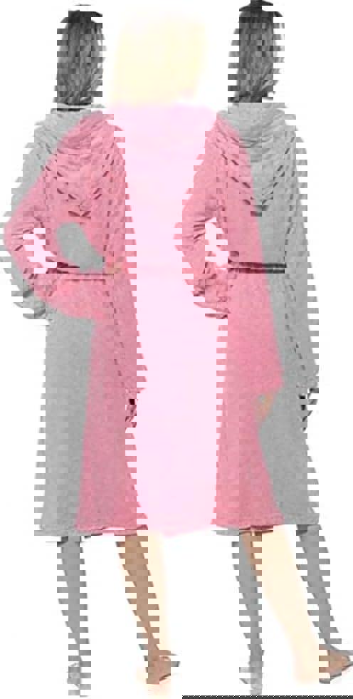KAV Super Soft 100% Cotton Womens Hooded Towelling Bath Robe - Ladies Hooded Towel Robes for Housecoat, Nightwear, Lounge Wears with Pockets and Belt