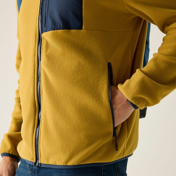 Regatta Mens Frankie Full Zip Fleece Jacket - Wood Brown/Navy