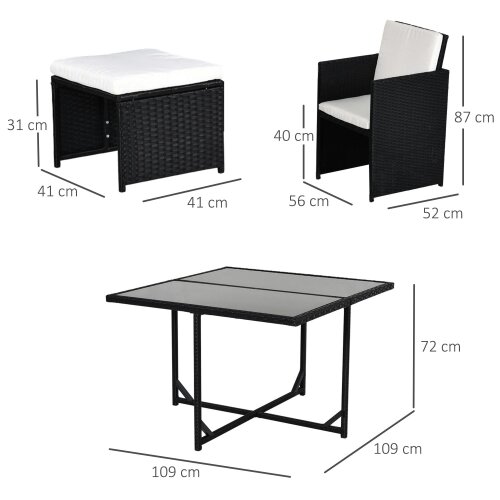 Wyld Haus Viro Rattan Black 8 Seater Cube Garden Dining Set With Cushions And Square Glass Table