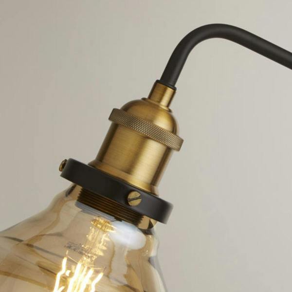 Pagazzi Lighting Melina Antique Brass & Amber Glass Task Floor Lamp