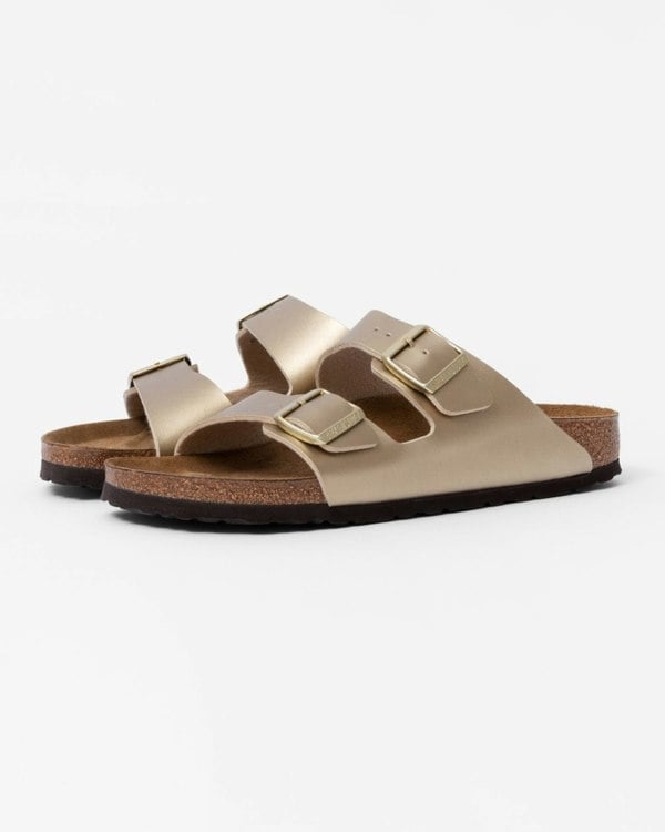 Birkenstock Arizona Birko-Flor Metallic Womens Sandals - Gold - CHO - Designer Womens Sandals