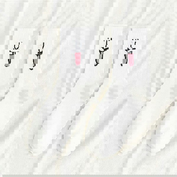 Anyfootwear 5 Pairs White Unisex Funny Socks One Size 5–9