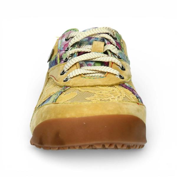 Laura Vita Tivanao 03 - Women's Yellow Floral Leather Sneakers