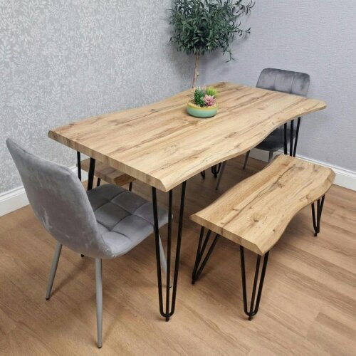 Kosy Koala Modern Dining Table Set With 2 Benches And 2 Grey Velvet Chairs Kitchen Dining Room Furniture