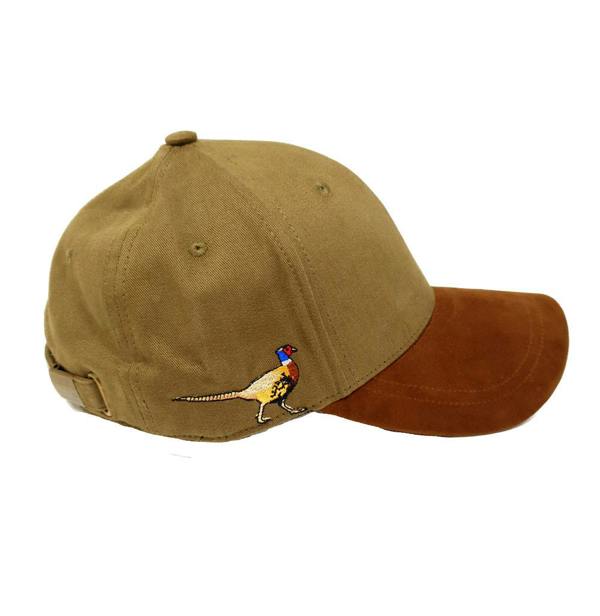 Pheasant cotton baseball cap with detailed embroidery, a smart mens peaked cap ideal for field sports and shooting gifts