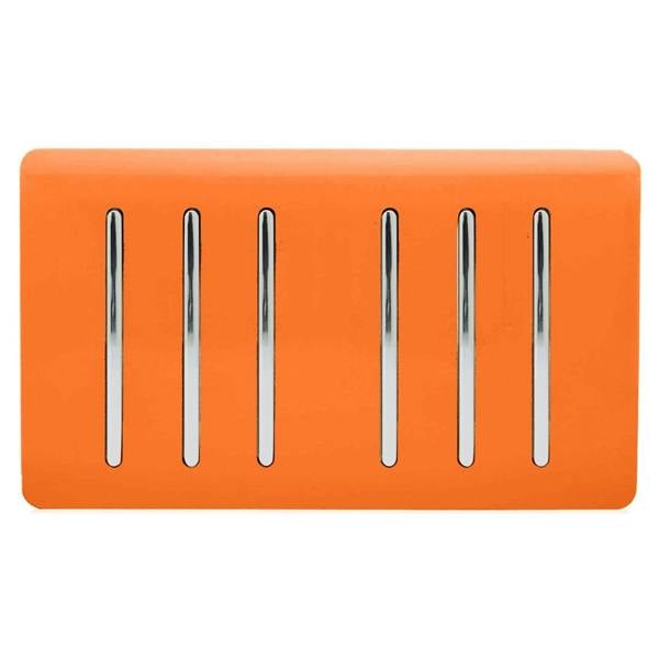 Trendi Switch 6 Gang 1 or 2 Way Light Switch in Sunset Orange