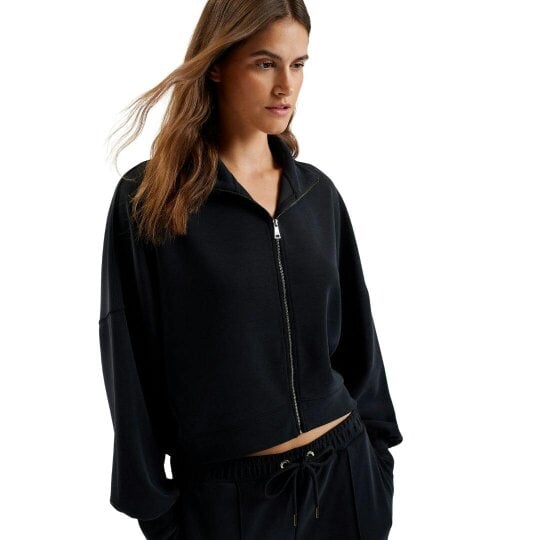 Ted Baker Arorha Cupro Zip Through Black Funnel Neck