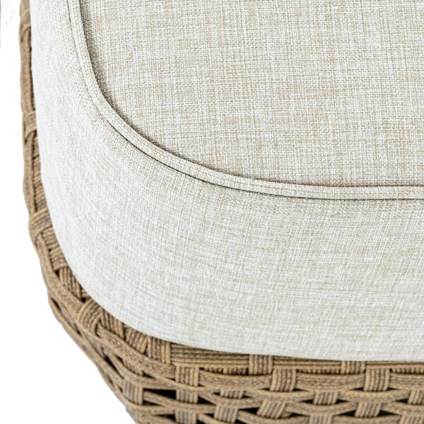 Wyld Haus Sardinia Outdoor Natural Wicker Footstool Cream Cushion