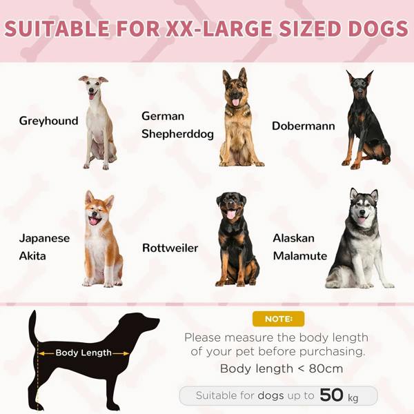 XX-large elevated pet cot sizing shown with dog silhouettes