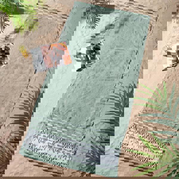 Catherine Lansfield Palm Trees Cotton Extra Large Beach Towel Green