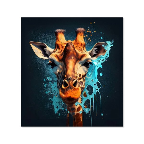 Warren Reed - Designer Blue Giraffe Face Splashart Kitchen Splashback