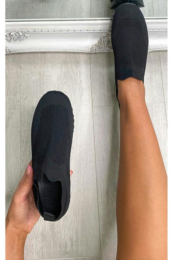 Lauren Lightweight Knitted Slip On Trainers - All Black