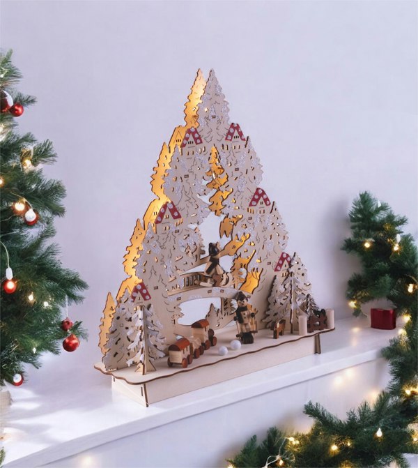 St Helens Wooden Xmas Scene with LEDs