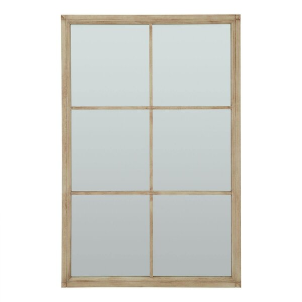 Wyld Haus Leaning Rustic Window Pane Wall Mirror with Natural Wood Frame