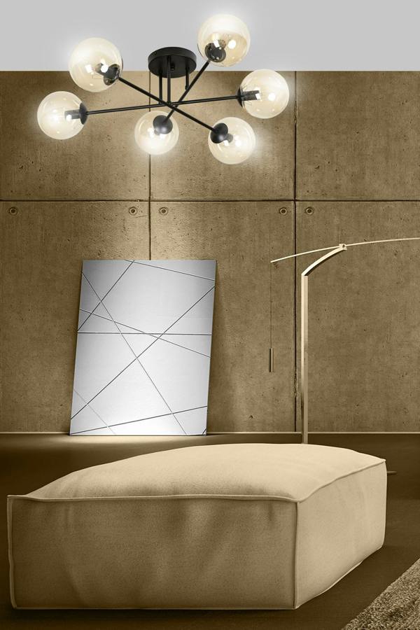 Emibig BRENDI Ceiling lamp  6 x E14 Black with Amber Shade