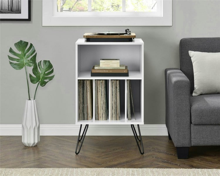 Dorel Home Concord turntable stand in white