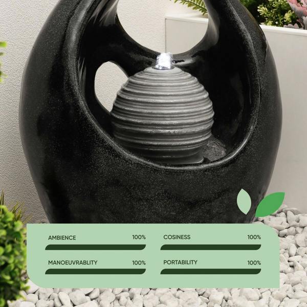 Gardenwize Solar Powered Baroque-Style Water Feature with LED Light – Garden Fountain for Patio, Decking & Outdoor Spaces