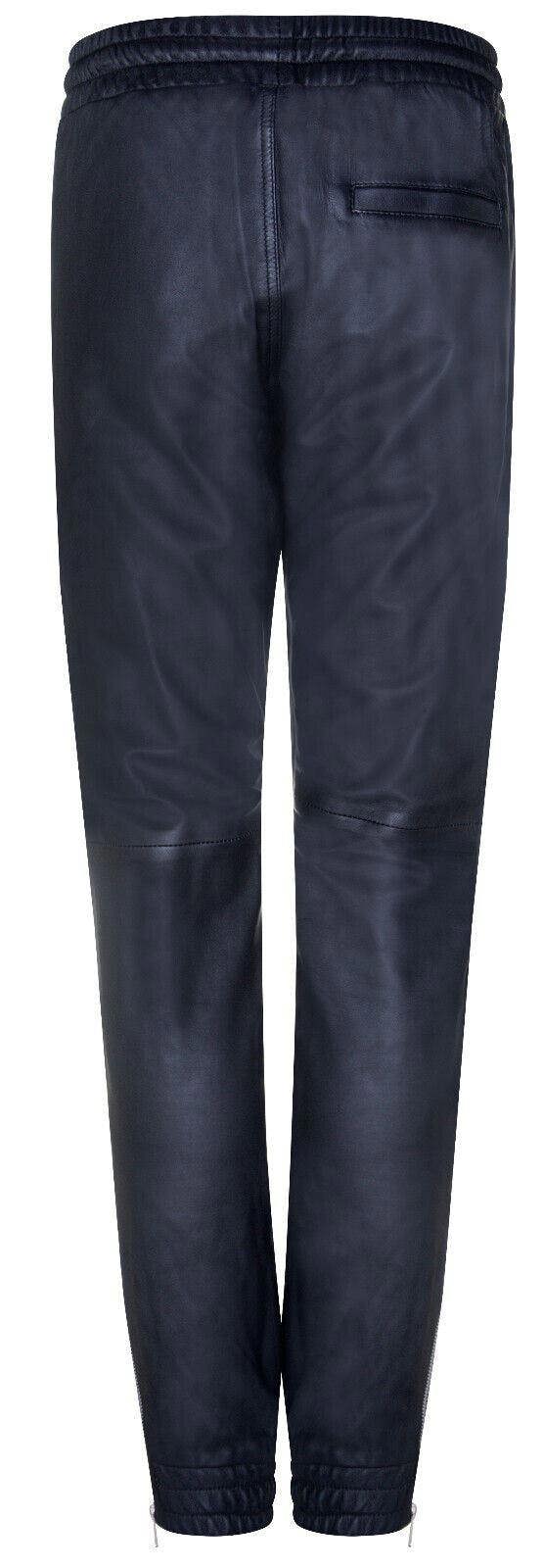 Infinity Leather Women's Black Leather Nappa Trousers Joggers
