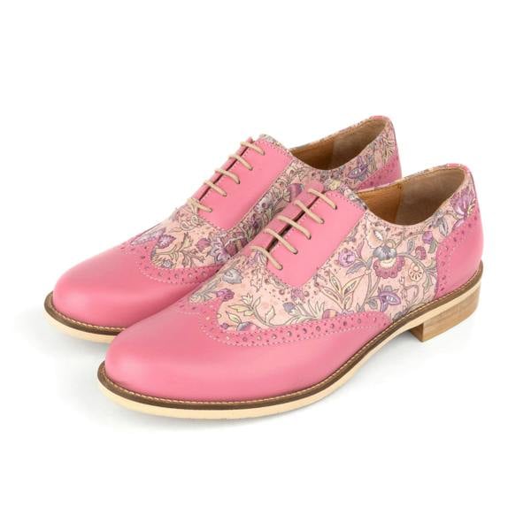 Embassy London Vivienne - Pink Paisley - Women's oxford lace-up shoe with brogue details