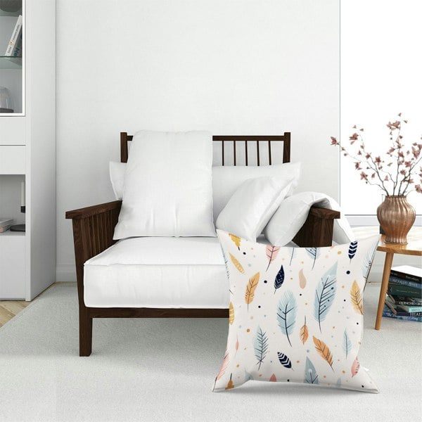 Warren Reed Pastel Feather Pattern Floor Cushion