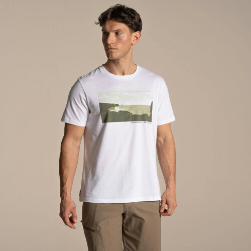 Craghoppers Mens National Trust Sabden Scenery Short-Sleeved T-Shirt - White - M - White - 100% Organic Cotton