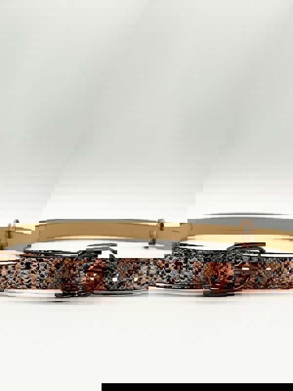 SVNX Faux Snake Print Thin Belt in Coral