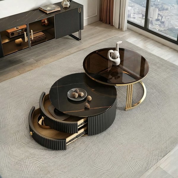 Bblythe Nesting Coffee Table Set, Black-Weilai Concept-Weilai Concept