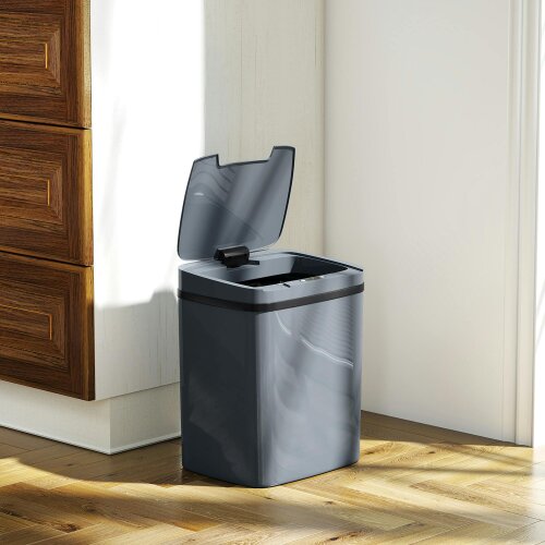 HOMCOM 15L Sensor Bin, Automatic Touchless Kitchen Bin, Battery Operated - Grey - 27.6L x 21.4W x 33.5H cm - ABS, PP
