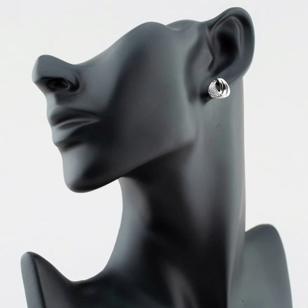 T. H. Baker Silver Twisted Hoop Pave Stud Earrings E610287