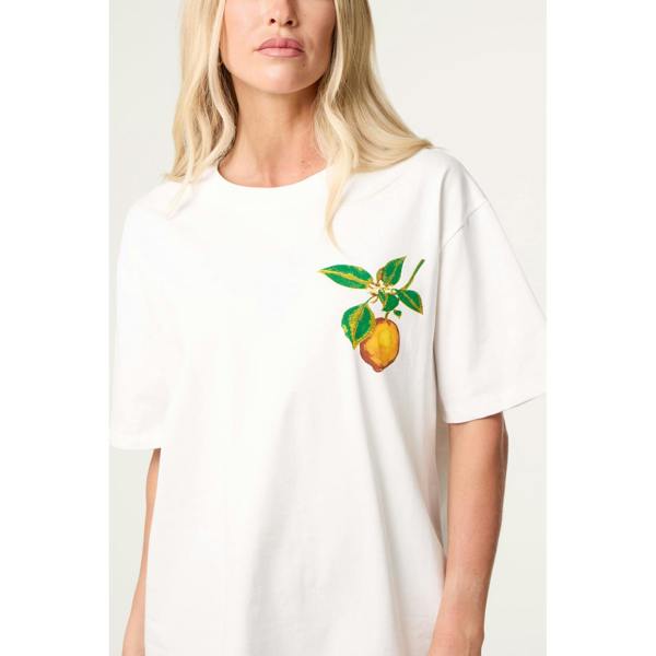 Blue Vanilla Short Sleeve Back Lemon Print T-Shirt