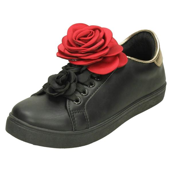 Spot On Ladies Spot On Big Flower Trim Pumps
