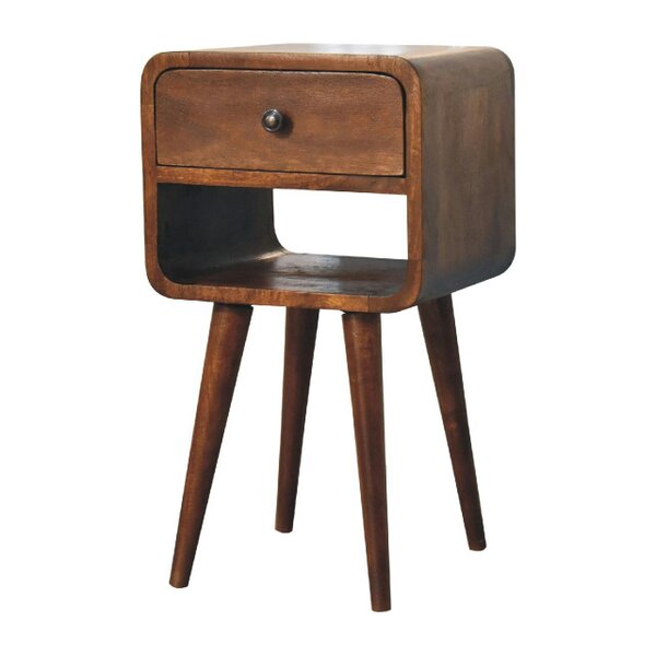 Wyld Haus Pama Small Chestnut Mango Wood Curve Low Bedside Table
