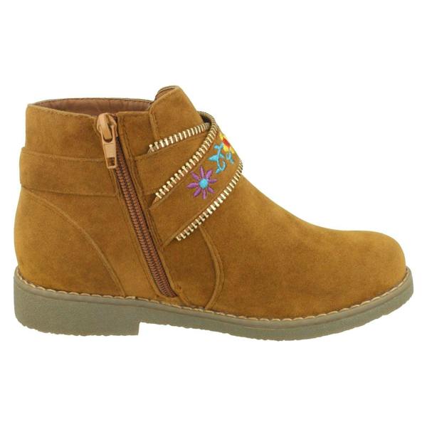 Spot On Girls Spot On Ankle Boots With Embroidered Flowers H5072